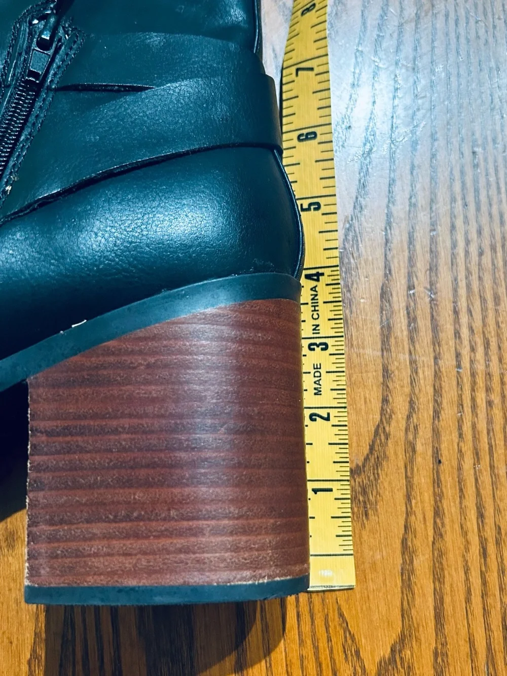 Kork-Ease Black Leather Buckle Strap Block Heel Ankle Boot